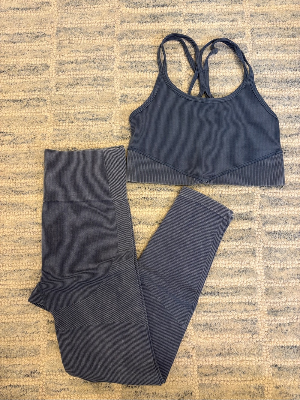 JoyLab Navy Seamless Ribbed Sports Bra & High-Waist Leggings